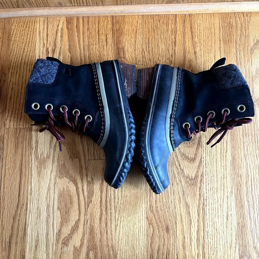 Sorel Women Slimpack Lace II Boot Black NL2348-010 size 6 Snow‎ Winter